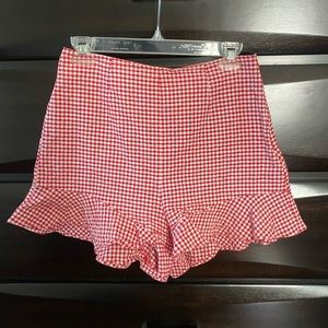 Zara red and white gingham shorts